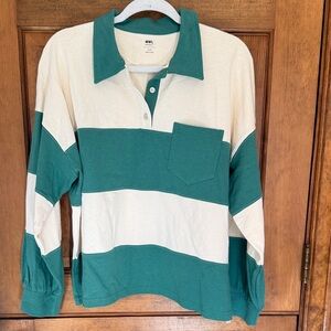 Madewell Green and White Striped Rugby Shirt - NWT